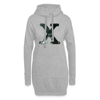 Lettre x marbré vert - Sweat-shirt à capuche long Femme - gris chiné - Devant