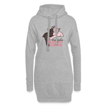 zweifache Katzenmama - Hoodie-Kleid - Grau meliert - Vorne