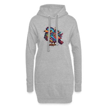 Kunstvoller Vogel Bunt Verrückter Papagei - Hoodie-Kleid - Grau meliert - Vorne
