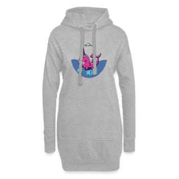 Einhorn pink Wal - Hoodie-Kleid - Grau meliert - Vorne