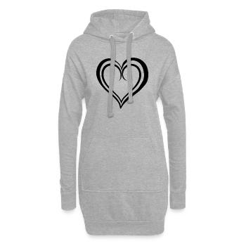 Herz, Liebe, Valentinstag, Symbol - Hoodie-Kleid - Grau meliert - Vorne