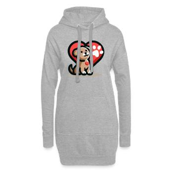 L’amour des chiens - Sweat-shirt à capuche long Femme - gris chiné - Devant