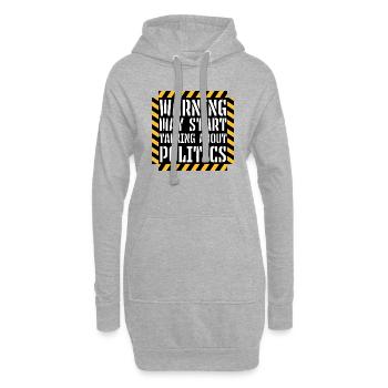 Un avertissement amusant peut commencer à parler de politique - Sweat-shirt à capuche long Femme - gris chiné - Devant