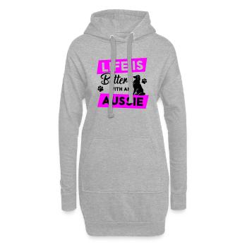 Life is Better with an Aussie - Vector Design - Hoodie Dress - heather grey - Front