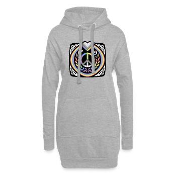 Drapeau arc-en-ciel de tolérance cardiaque d'amour de fierté LGBT - Sweat-shirt à capuche long Femme - gris chiné - Devant