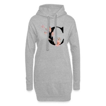 Lettre c fleurs sauvages aquarelles - Sweat-shirt à capuche long Femme - gris chiné - Devant