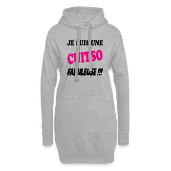 Je suis une cuisto fabuleuse !!! - Sweat-shirt à capuche long Femme - gris chiné - Devant