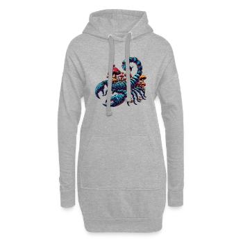 Psychedelischer Skorpion mit Pilzen - Hoodie-Kleid - Grau meliert - Vorne