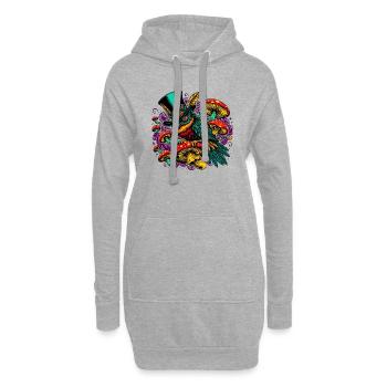 Hibou coloré avec chapeau haut de forme - Sweat-shirt à capuche long Femme - gris chiné - Devant