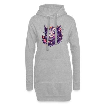 Bedrohliche Katze - Hoodie-Kleid - Grau meliert - Vorne