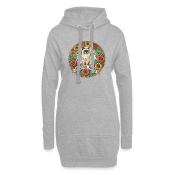 Maman Ragdoll - Sweat-shirt à capuche long Femme - gris chiné - Devant