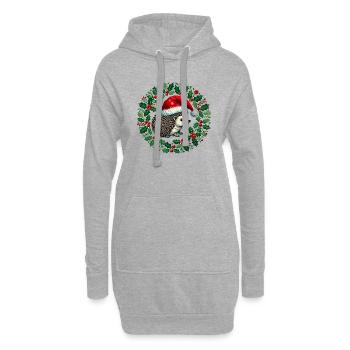 Hérisson de Noël - Sweat-shirt à capuche long Femme - gris chiné - Devant