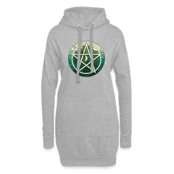 Pentacle vert - Sweat-shirt à capuche long Femme - gris chiné - Devant
