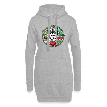 Make compost not war - Hoodie Dress - heather grey - Front