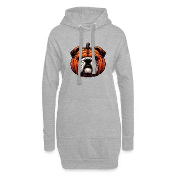 Englische Bulldogge Kürbis - Halloween Hund - Hoodie-Kleid - Grau meliert - Vorne