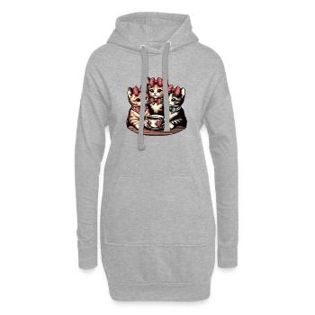 Thé Vintage Kittens - Sweat-shirt à capuche long Femme - gris chiné - Devant