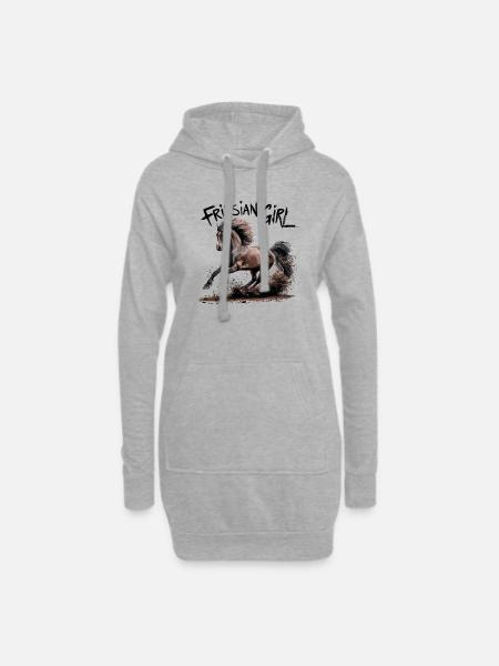 Friesian Girl – Stolz auf meine Friesen - Hoodie-Kleid - Grau meliert