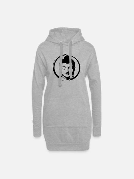 Buddha - Hoodie-Kleid - Grau meliert