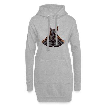 Chien Doberman - Sweat-shirt à capuche long Femme - gris chiné - Devant