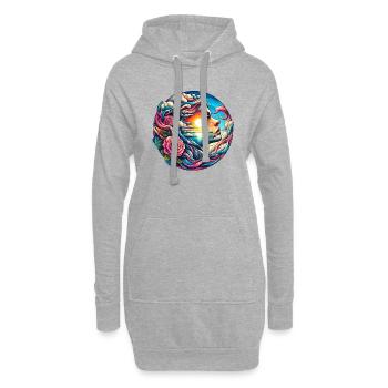 Porträt einer surrealen Frau mit Landschaft - Hoodie-Kleid - Grau meliert - Vorne