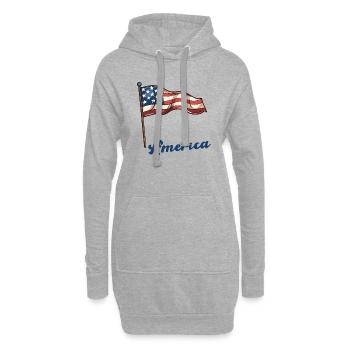 Amerika Fahne - Hoodie-Kleid - Grau meliert - Vorne