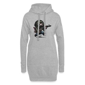 kleiner süsser rennender Stalker-Soldat - Hoodie-Kleid - Grau meliert - Vorne