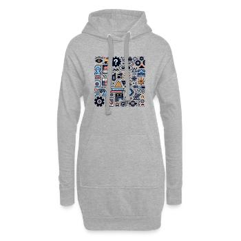 Abstrakte geometrische Muster - Hoodie-Kleid - Grau meliert - Vorne