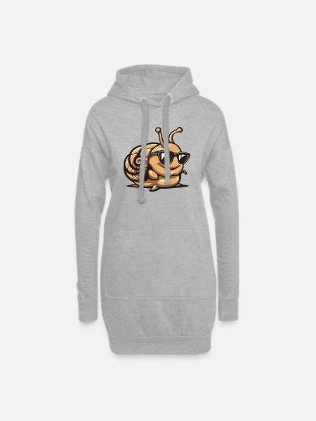 Schnecke Comic Cool - Hoodie-Kleid - Grau meliert