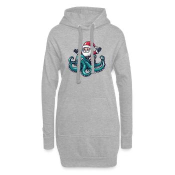 Pieuvre Père Noël Dessin animé - Sweat-shirt à capuche long Femme - gris chiné - Devant