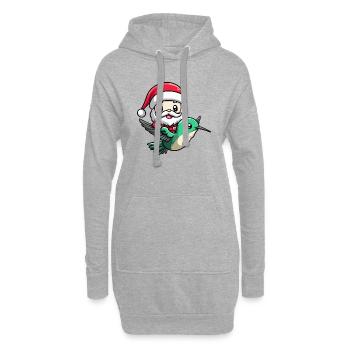 Kolibri Vogel Weihnachtsmann Cartoon - Hoodie-Kleid - Grau meliert - Vorne