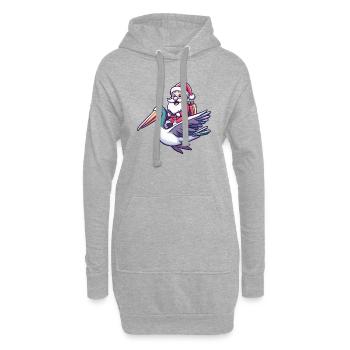 Pelikan Vogel Weihnachtsmann Cartoon - Hoodie-Kleid - Grau meliert - Vorne