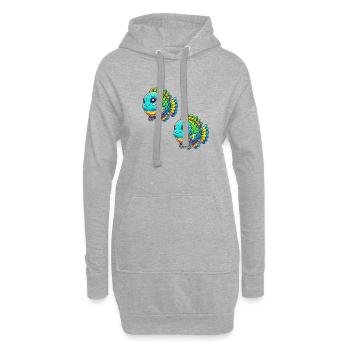 fische comic - Hoodie-Kleid - Grau meliert - Vorne