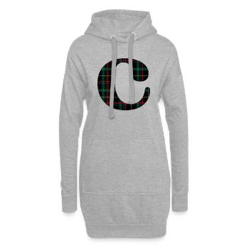 Monogramme c tartan écossais - Sweat-shirt à capuche long Femme - gris chiné - Devant