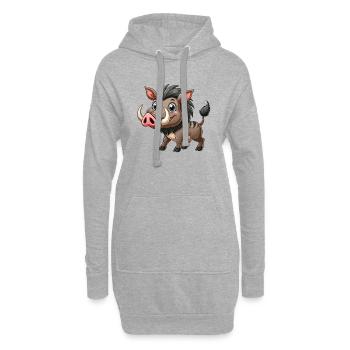 Warzenschwein - Hoodie-Kleid - Grau meliert - Vorne