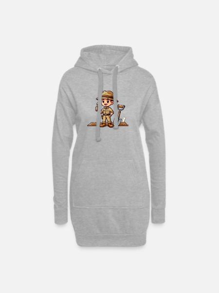archäologe comic - Hoodie-Kleid - Grau meliert