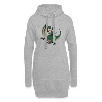 Diplodocus Mutter und Kind toll herum - Hoodie-Kleid - Grau meliert - Vorne