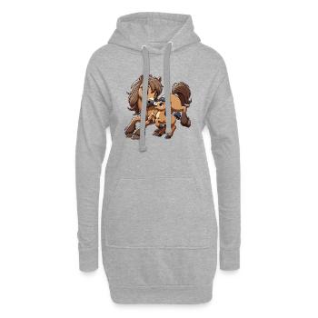 Cheval avec poulain - Sweat-shirt à capuche long Femme - gris chiné - Devant