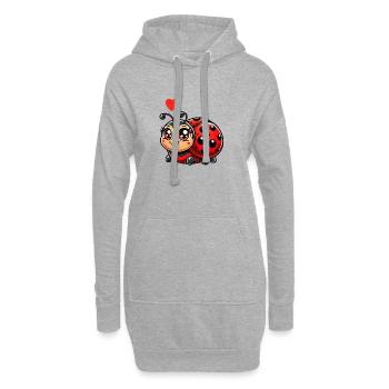 marienkäfer cartoon tier herz - Hoodie-Kleid - Grau meliert - Vorne