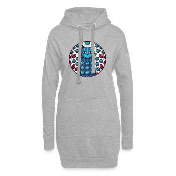 Blaubeer-Katze - Hoodie-Kleid - Grau meliert - Vorne