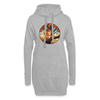 Écureuil avec un gland dans l’arbre - Sweat-shirt à capuche long Femme - gris chiné - Devant