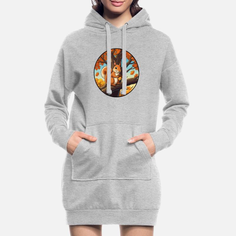 Eichhörnchen mit einer Eichel im Baum Hoodie-Kleid
