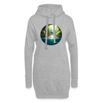Le martin-pêcheur vole au-dessus du ruisseau - Sweat-shirt à capuche long Femme - gris chiné - Devant