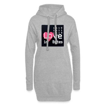 Liebe in Bytes Pixel Art - Hoodie-Kleid - Grau meliert - Vorne