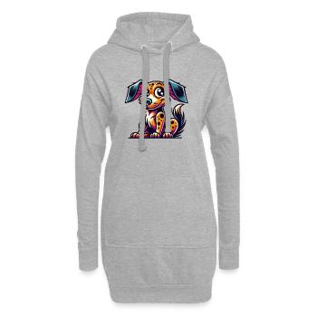 Chien Chien - Sweat-shirt à capuche long Femme - gris chiné - Devant