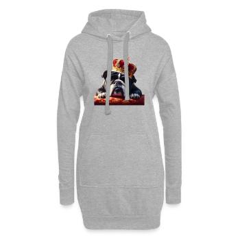 Fauler Hund mit Krone - Hoodie-Kleid - Grau meliert - Vorne