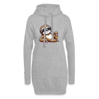faultier sonnenbrille cool - Hoodie-Kleid - Grau meliert - Vorne