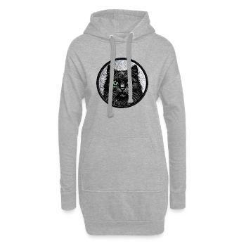 Motif mystérieux de chat noir – graphisme unique - Sweat-shirt à capuche long Femme - gris chiné - Devant