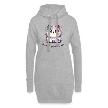 Miaou signifie non - Chemise pour chat drôle - Sweat-shirt à capuche long Femme - gris chiné - Devant