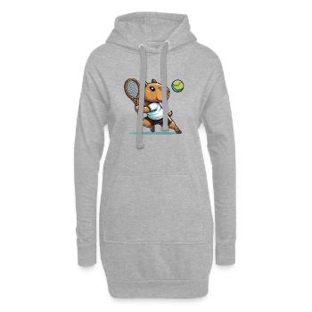 capybara comic tennis - Hoodie-Kleid - Grau meliert - Vorne