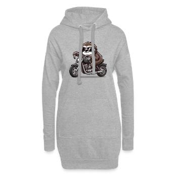 faultier motorrad - Hoodie-Kleid - Grau meliert - Vorne